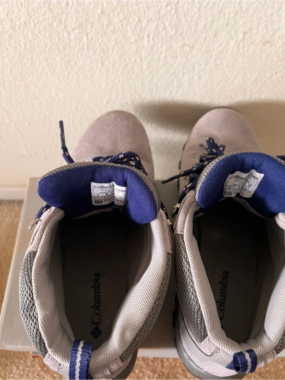 Columbia Light Gray and Blue Lace-Up Hiking Boots